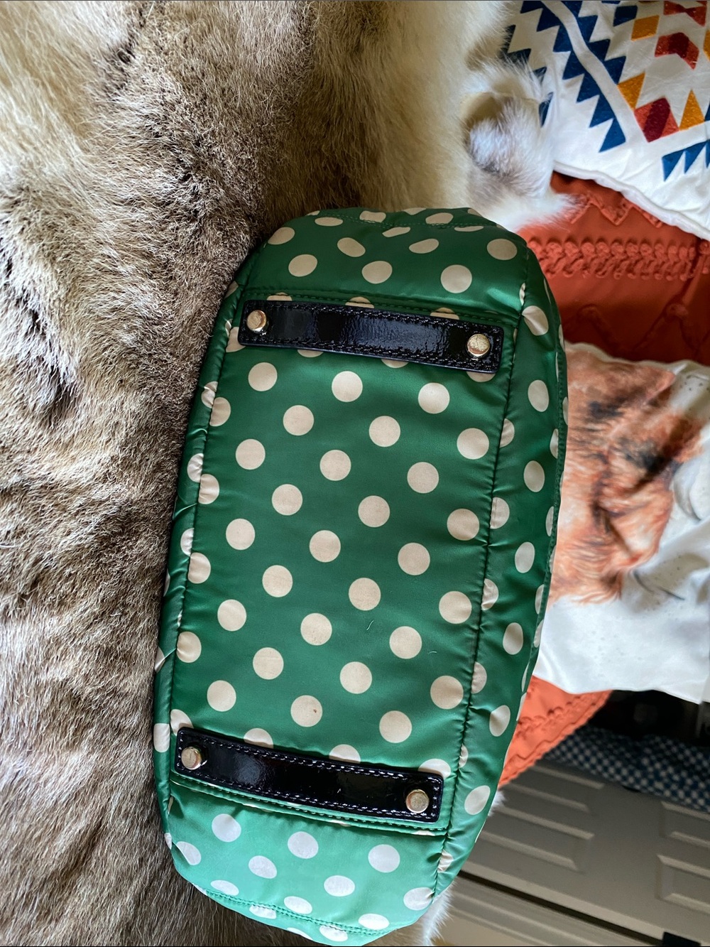 kate spade Green and White Polka Dot Quilted Tote - Picture 3 of 4